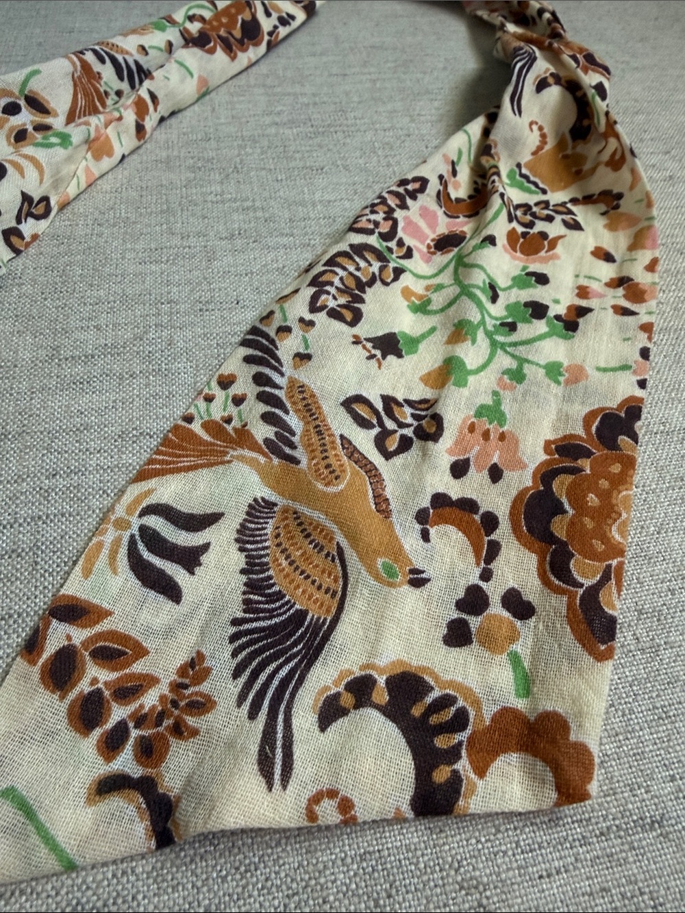 SPELL Beige Floral Tie Scrunchie with Tails - Picture 4 of 4